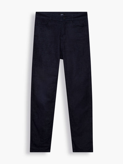 High-Rise Straight-Leg Jeans in Dark Indigo. This design has a high-rise waist that flatters the torso and falls straight through the legs creating an elongated silhouette on most body shapes. The versatile dark blue denim can be styled up with sleek tailoring or paired with a button shirt and red heels for the weekend.